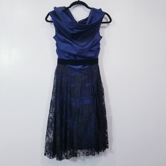 Talbot Runhof Silk Blend Off Shoulder Lace Ruched Cocktail Dress - Picture 1 of 13